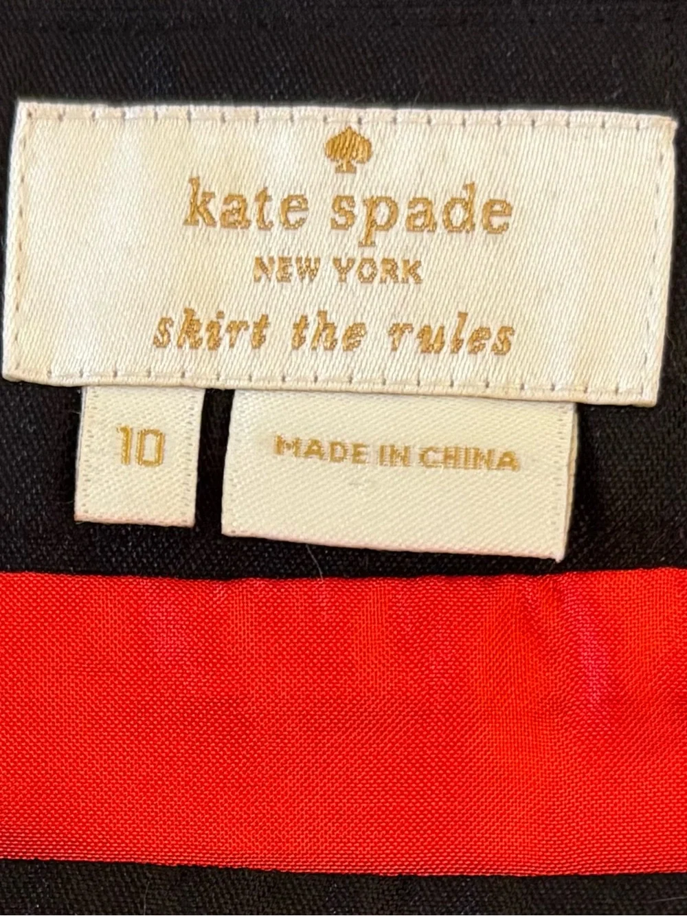 kate spade Skirt Silk Blend Red Pink Black Grosgrain Bow A-Line Pockets lined 12